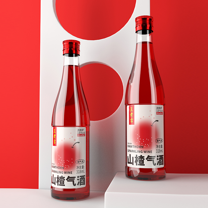 王老吉-山楂酒玻璃瓶標簽